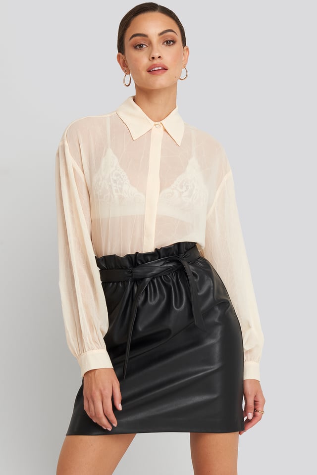 Paper Waist PU Skirt Black