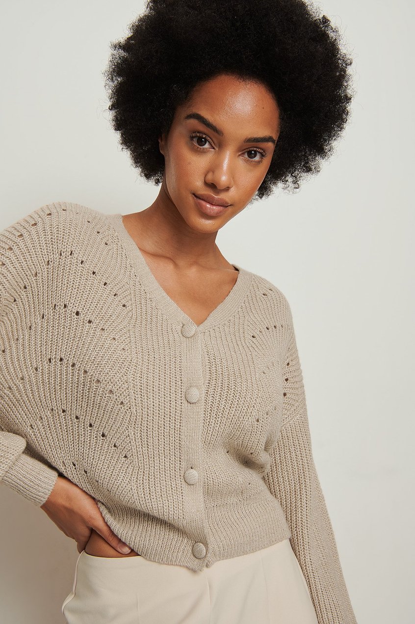 Pullover Strickware | Recycelter Strick-Cardigan mit Muster - BJ38821