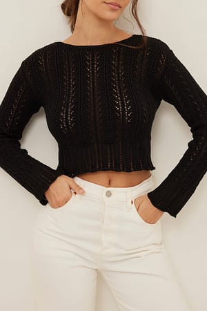 Black Pattern Knitted Sweater