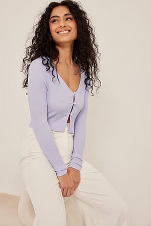 Lilac Pearl Button Structured Top