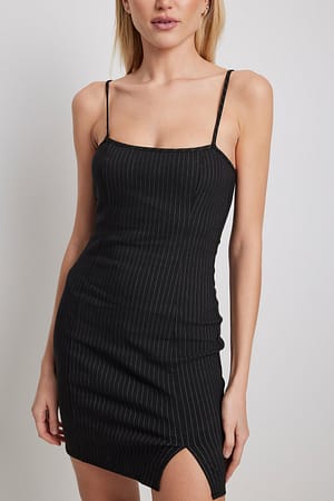 Black/White Pinstriped Mini Dress