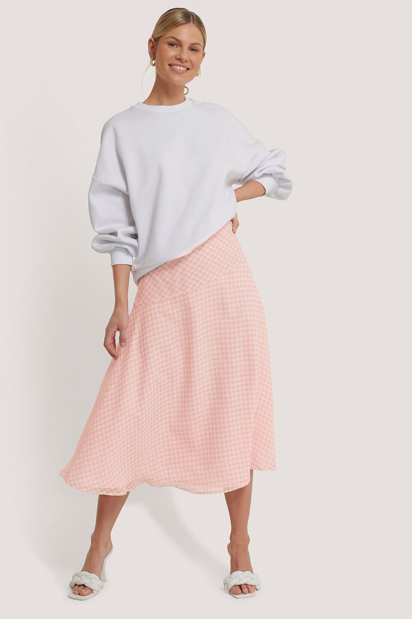 Faldas Summer Skirts | Plaid Sheer Midi Skirt - FJ77456