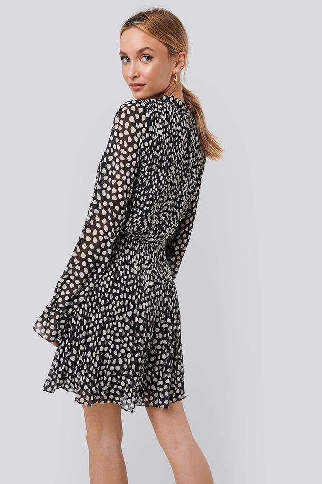 Pleated Elastic Waist Dress Dots