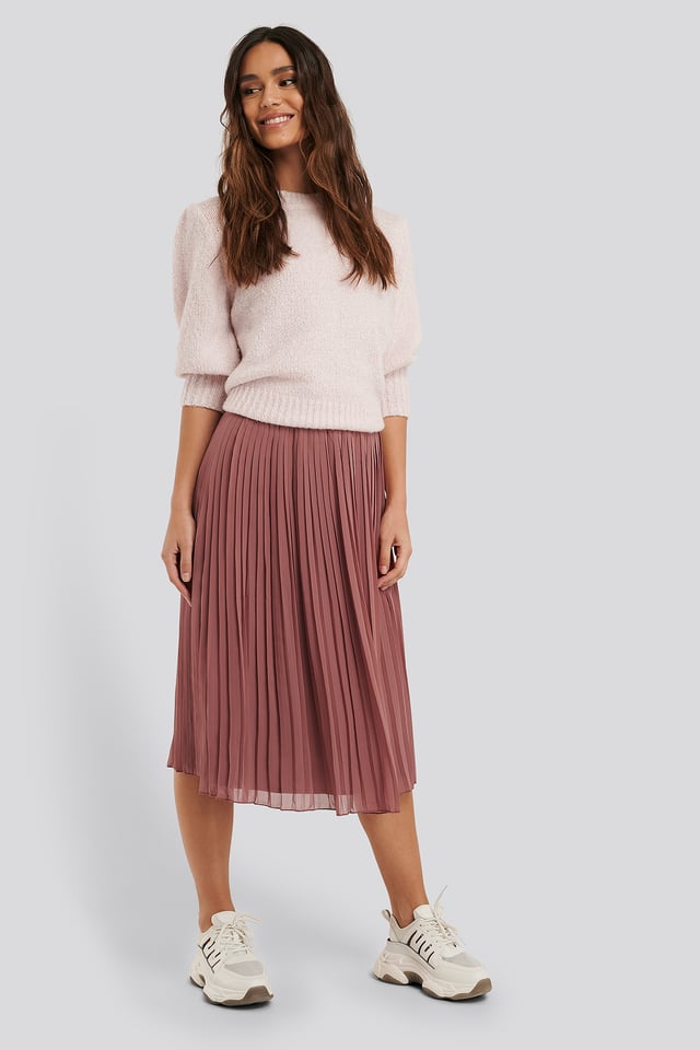 Pleated Midi Skirt Purple Rose