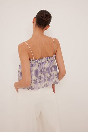 Lilac Print Plisowany top na ramiączkach