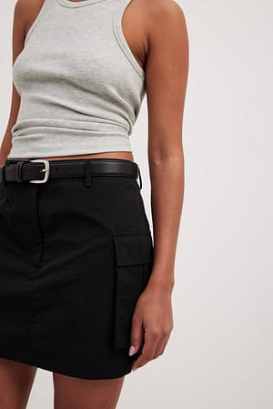 Black Pocket Detail Mini Skirt