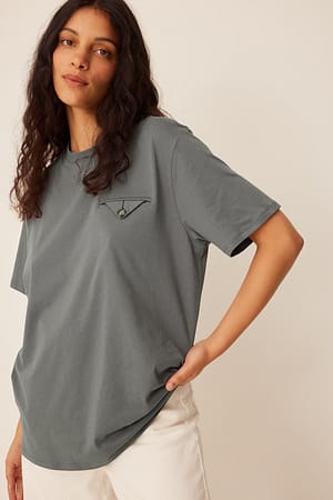 Blue Grey Pocket Detail T-shirt