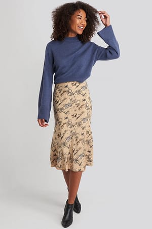 Safari Print Satin Skirt