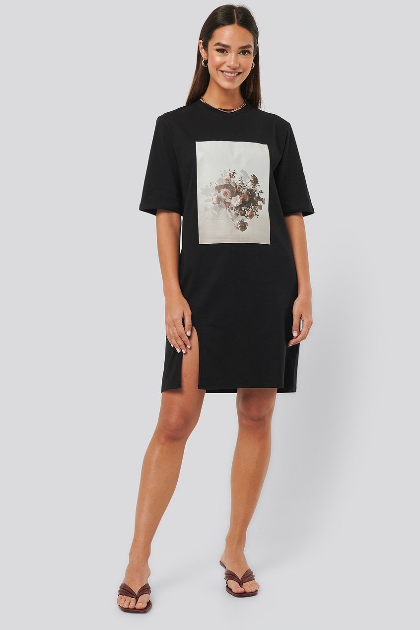 Kleider Alltagskleider | Printed Side Slit Tee Dress - LD35283