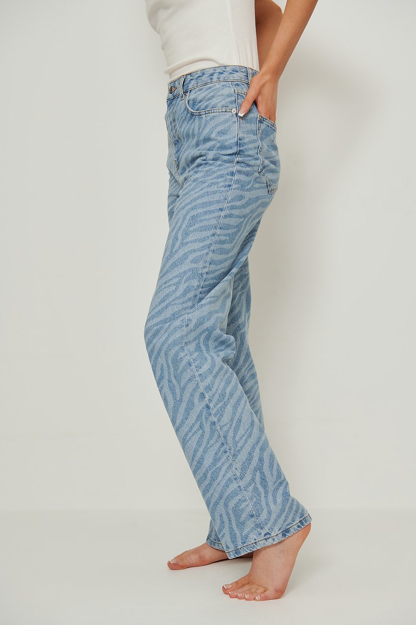 Jeans Reborn Collection | Organische gerade geschnittene Jeans mit Aufdruck - TO43286