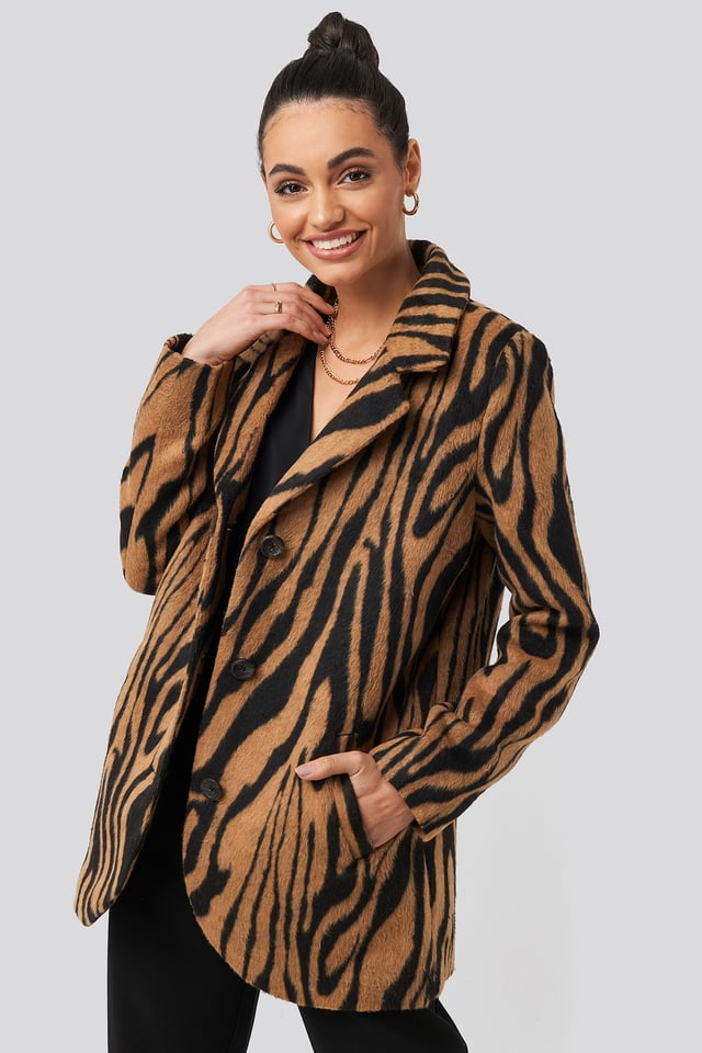 Printed Tiger Coat Animal Print