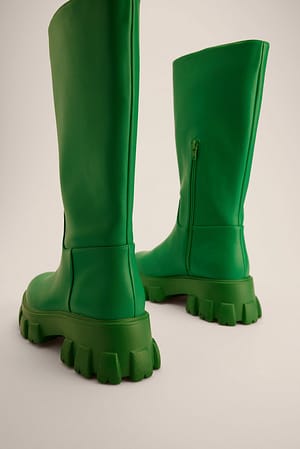 Kiwi Green Profile Sole Calf Boots