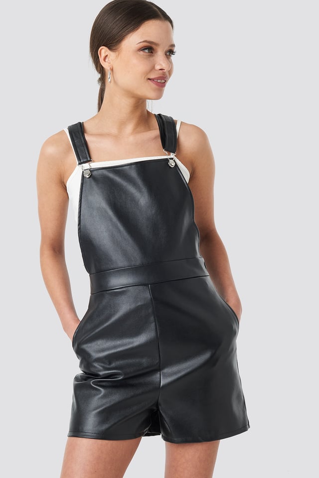 PU Dungaree Black
