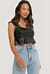 PU Frilled Cropped Top