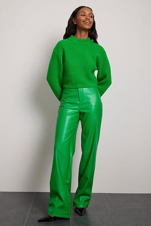 Green PU Trousers