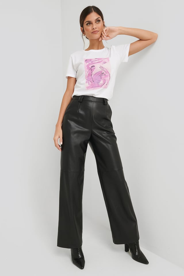 PU Wide Leg Pants Black