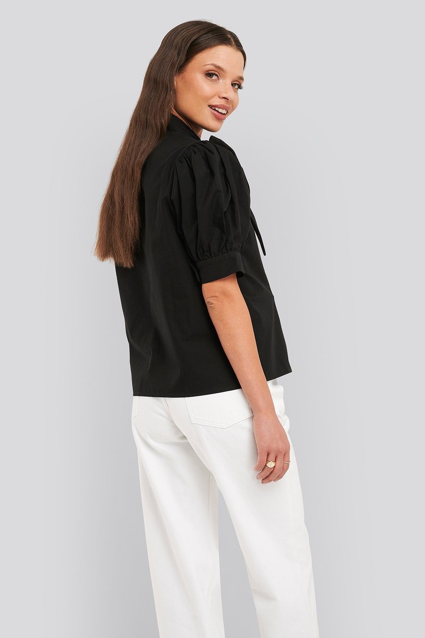 Chemises | Blouses Blouses lavallière | Puff Short Sleeve Pussy Bow Shirt - AA86916