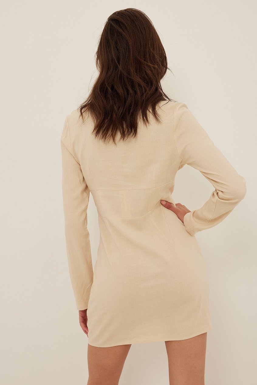 Robes Qualité premium | Robe mini en lin à manches bouffantes - RG94582
