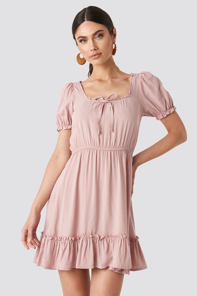 Puff Sleeve Mini Dress Mauve