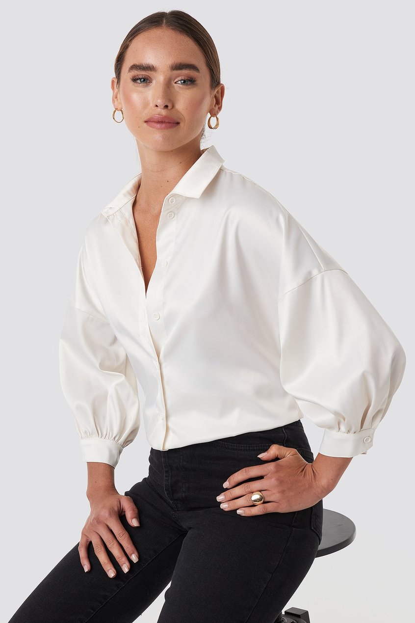 Chemises | Blouses Special Prices | Puff Sleeve Satin Blouse - PP20561