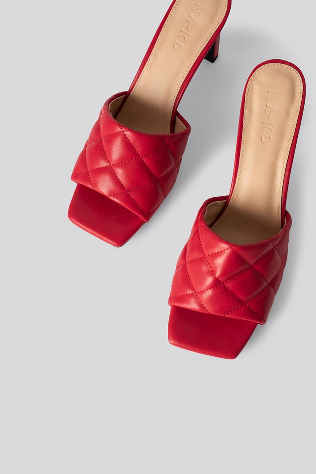 Quilted Heeled Mules Raspberry