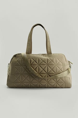 Light Taupe Quilted Nylon Gym Bag