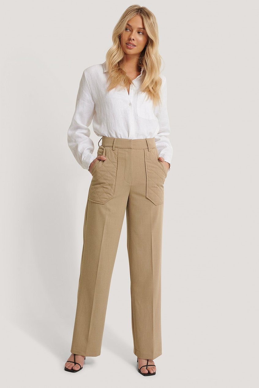 Pantalons Trousers | Quilted Pocket Suit Pants - NA20807