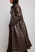 Brown Quilted Pu Coat