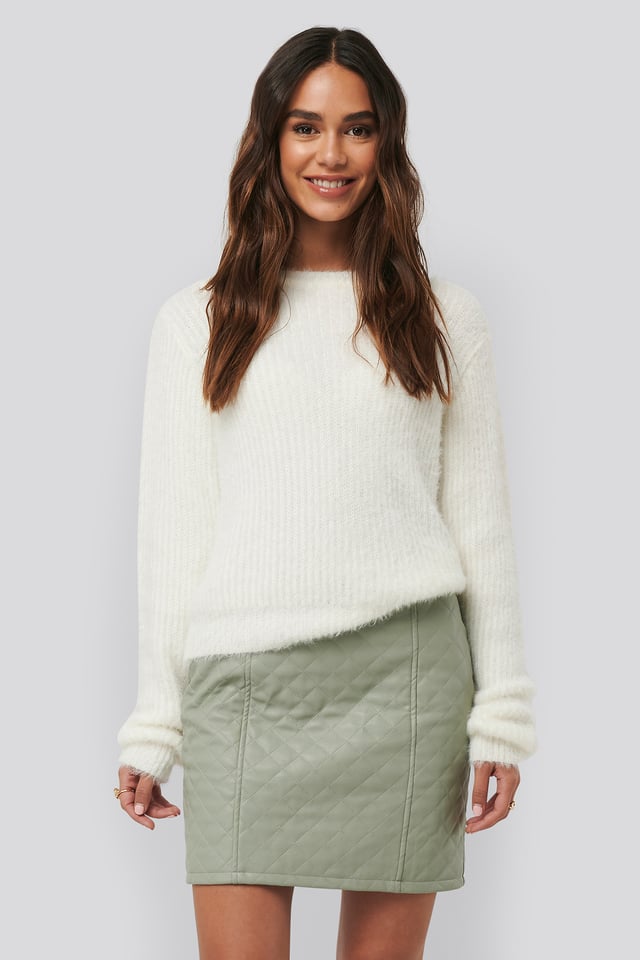 Quilted PU Skirt Green