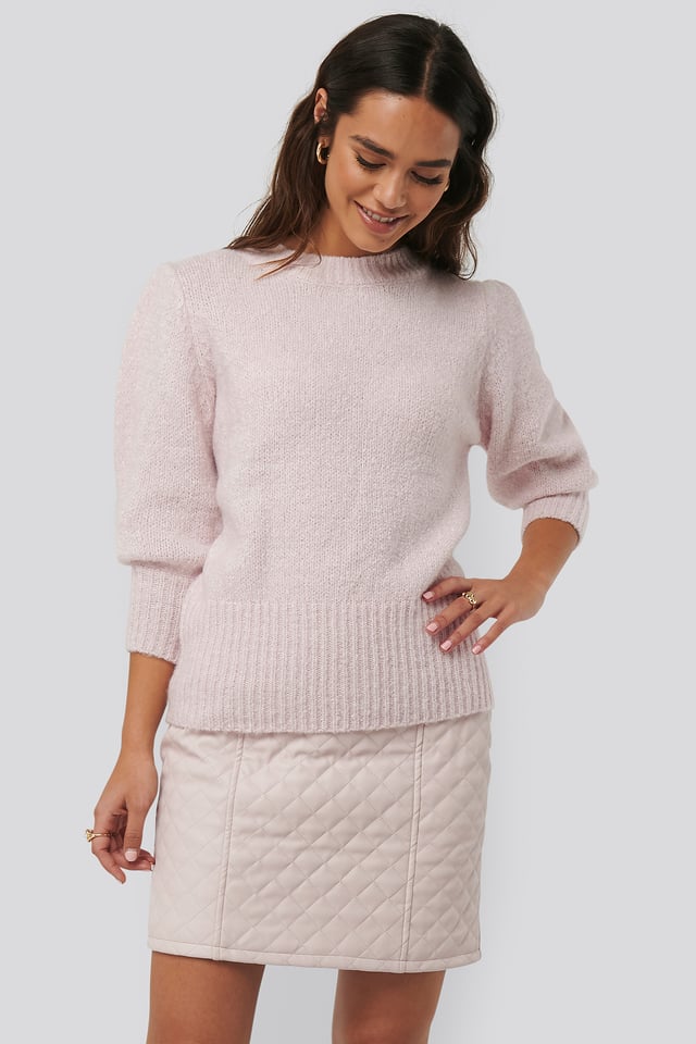Quilted PU Skirt Light Pink