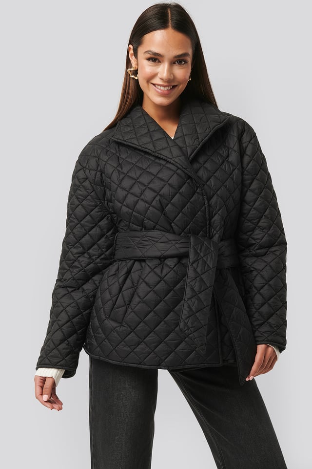 Quilted Short Jacket Black
