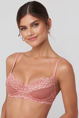 Pink Umber Raw Edge Lace Cup Bra