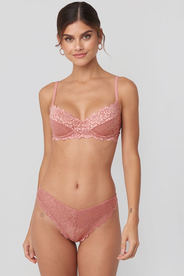 Raw Edge Lace Panty Pink Umber