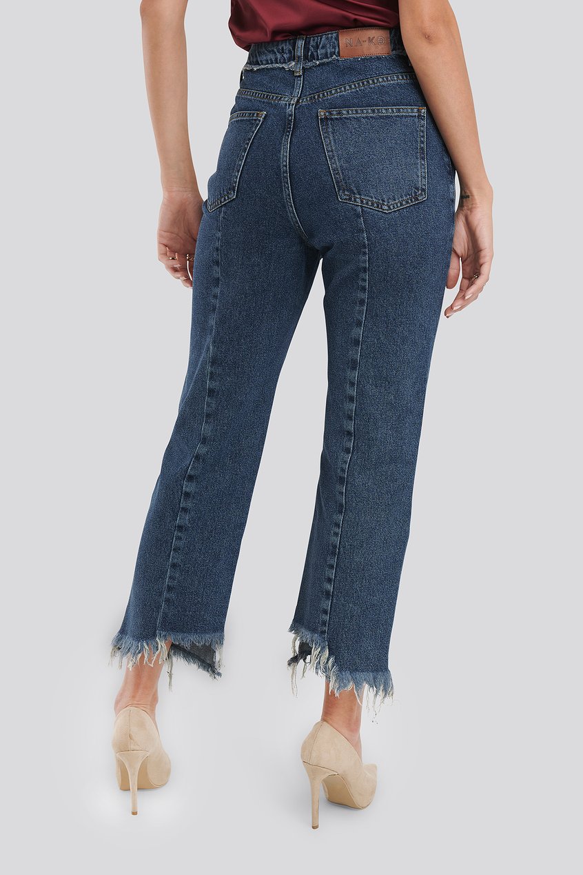 Jeans Knöchellange Jeans | Gerade geschnittene Jeans mit rohem Saum - JX40374