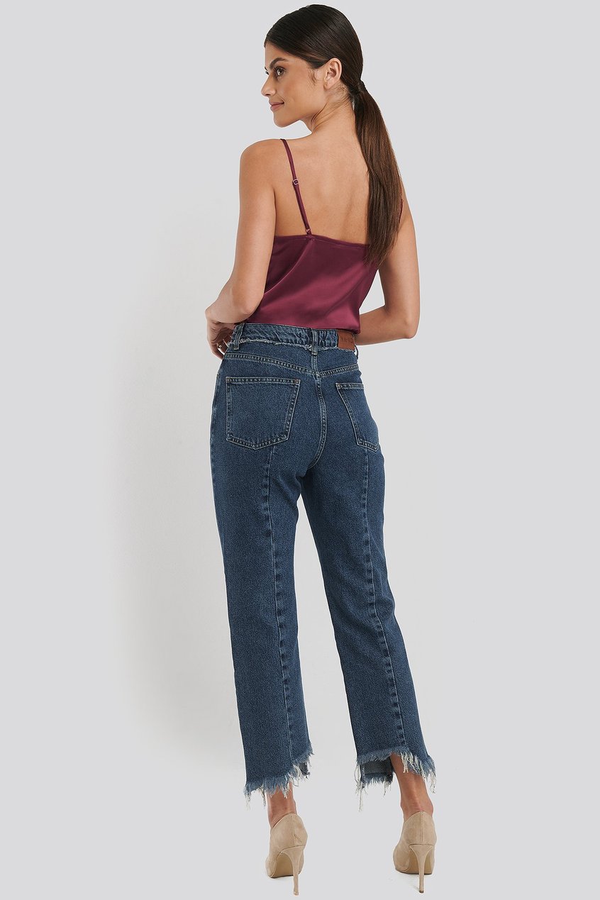 Jeans Knöchellange Jeans | Gerade geschnittene Jeans mit rohem Saum - JX40374