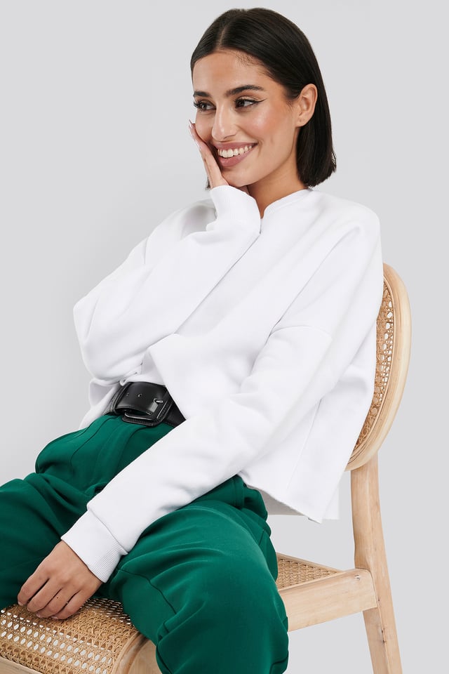 Raw Edge Sweater White