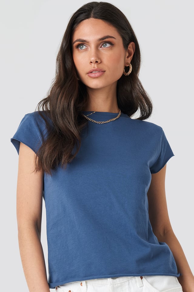 Raw Edge Tee Dark Dusty Blue