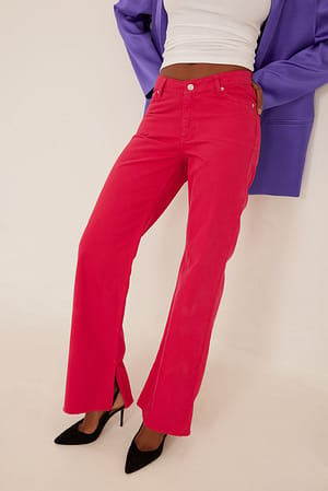 Pink Pantalón con dobladillo sin coser y raja lateral