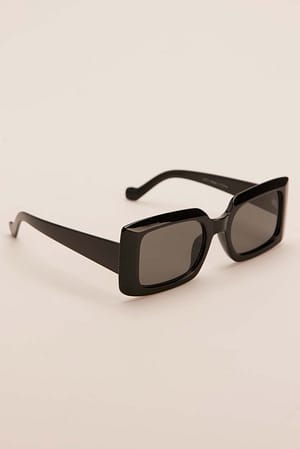 Black Gafas de sol grandes rectangulares