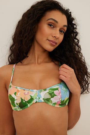 Bright Summer Print Recyceltes Balconette Bikini-Oberteil