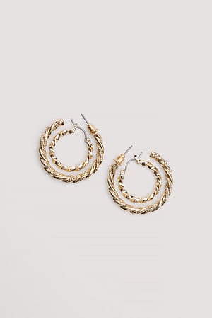 Gold Recycled Braided Earrings Set
