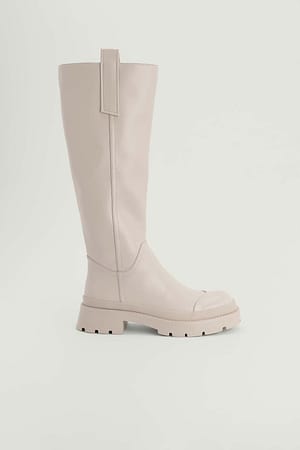 Cap Detailed Shaft Boots Grey | NA-KD