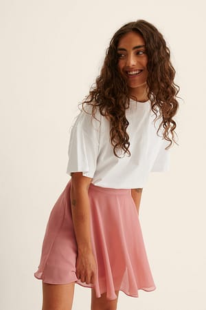 Dusty Pink Recycled Chiffon Mini Skirt