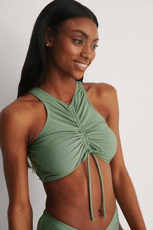 Green Recycled Drawstring Bikini Top
