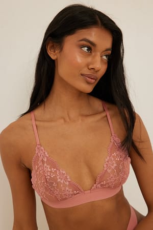Pink Umber Elastic Lace Triangle Top