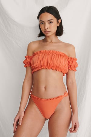 Orange Recyceltes Bikini-Höschen mit Rüschen-Detail