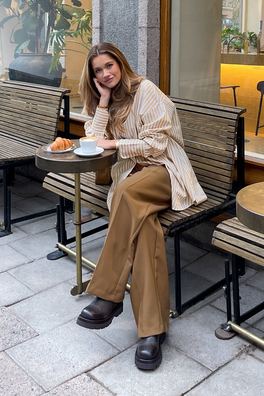 Sets Hosen | Recycelte plissierte Anzughose mit hoher Taille - FN89004