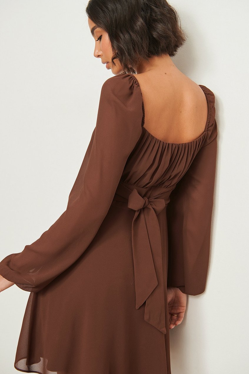 Kleider Langarm Kleider | Recyceltes Kleid mit langen Ärmeln und Rüschendetail - BT32052