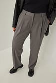 Dark Grey Recycled Mid Rise Suit Pants