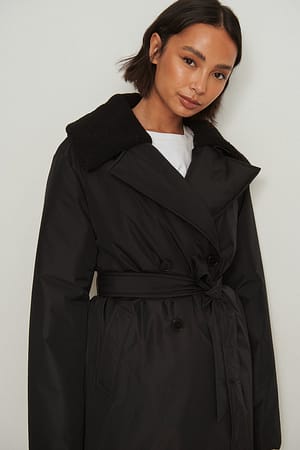 Recycled Padded Trench Coat Black | NA-KD